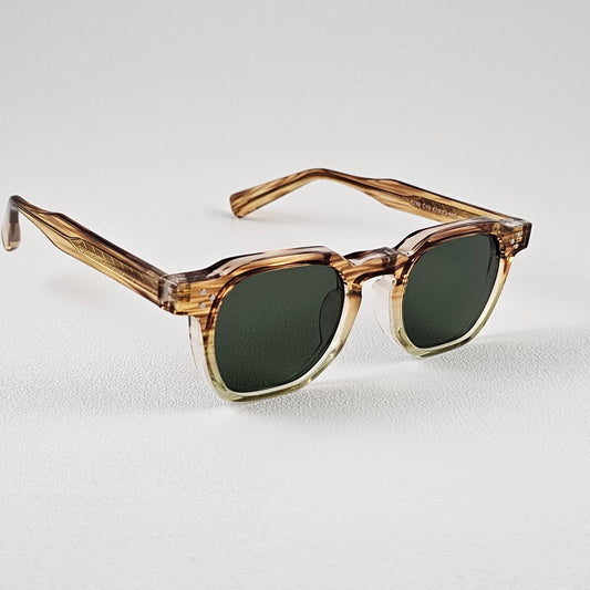 Unisex Leo square sunglasses side view brown frame UV400 lenses