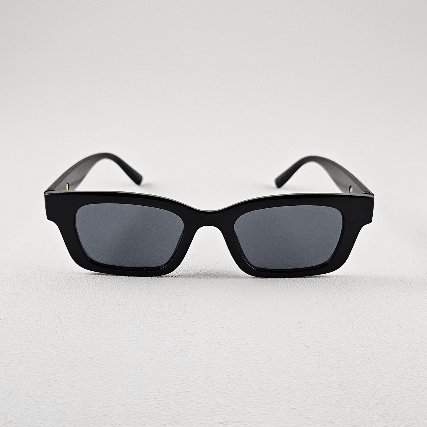 Unisex Paris slim rectangle sunglasses transparent black frame UV400 lenses