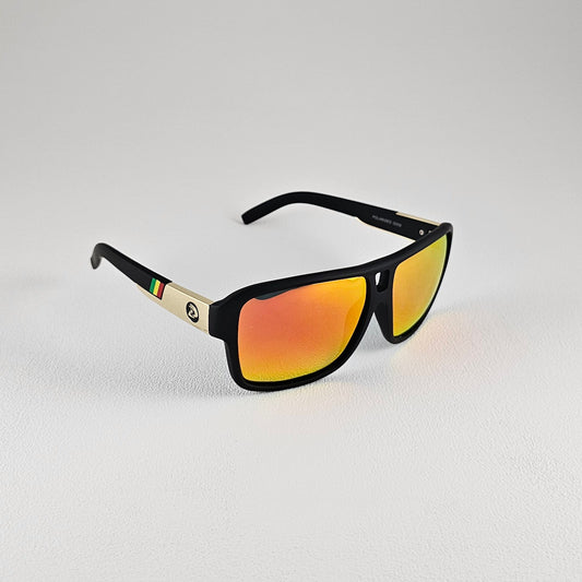 Unisex Jamacia sunglasses red frame side view polarized UV400 lenses