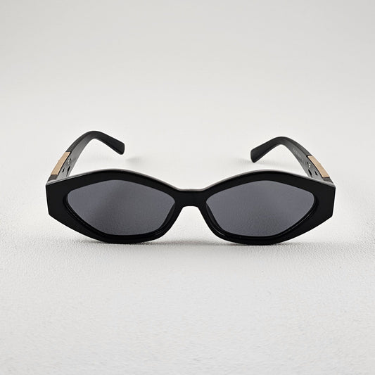 Women's Angela oval sunglasses black frame with gold detail UV400 lenses