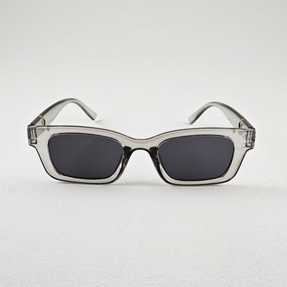 Unisex Paris slim rectangle sunglasses transparent grey frame UV400 lenses