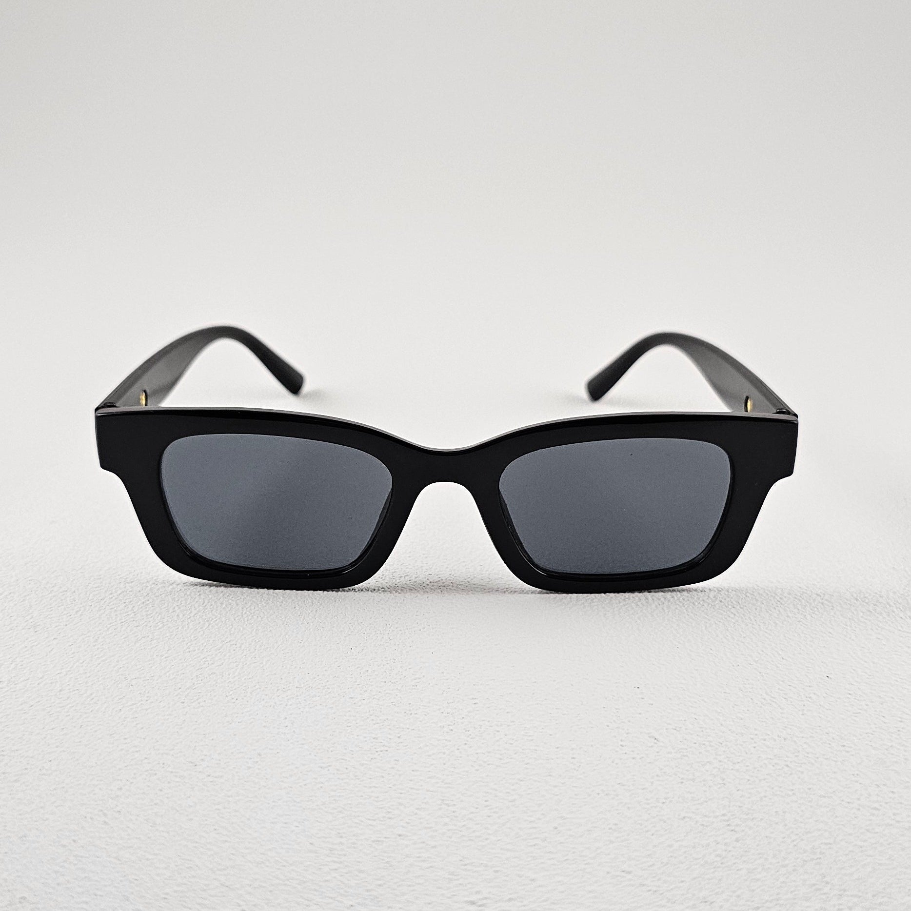 Unisex Paris slim rectangle sunglasses transparent black frame UV400 lenses