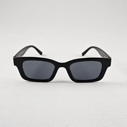 Unisex Paris slim rectangle sunglasses transparent black frame UV400 lenses