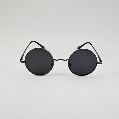 Unisex Ozzy round sunglasses black metal frame polarized UV400 lenses
