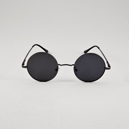 Unisex Ozzy round sunglasses black metal frame polarized UV400 lenses