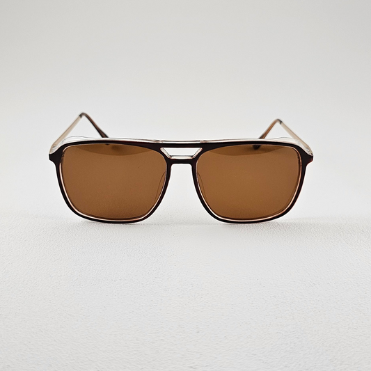 Geometric polarized sunglasses with UV protection – plastic frame front view
