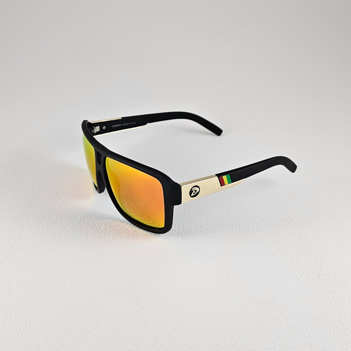 Unisex Jamacia sunglasses red frame angled view polarized UV400 lenses