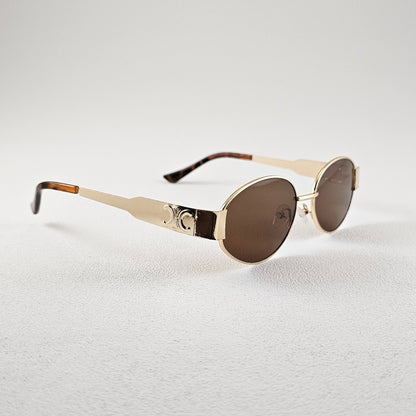 Oval polarized sunglasses with UV protection – side view metal frame