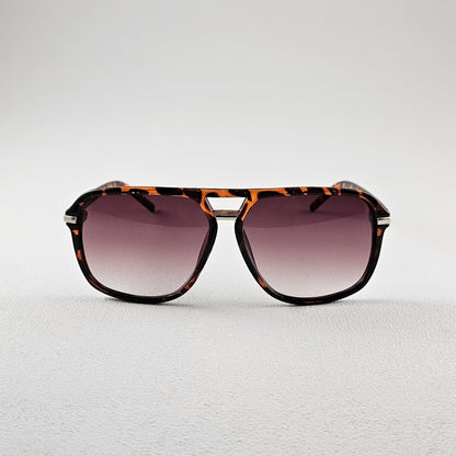 Leopard geometric polarized sunglasses with UV protection – mixed plastic and metal frame front view